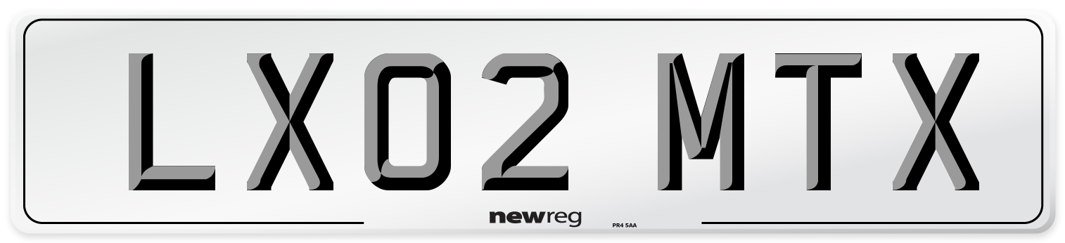 LX02 MTX Number Plate from New Reg